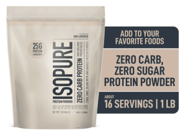 Isopure Zero Carb 100% Pure Whey Isolate Protein Powder, Unflavored, Zero Sugar, Gluten Free, With Vitamins, 25g Protein Per Serving, 1 Lb
