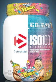 Dymatize ISO100 Hydrolyzed Whey Isolate Protein Powder, 25g Protein, Birthday Cake Pebbles, 20 Servings